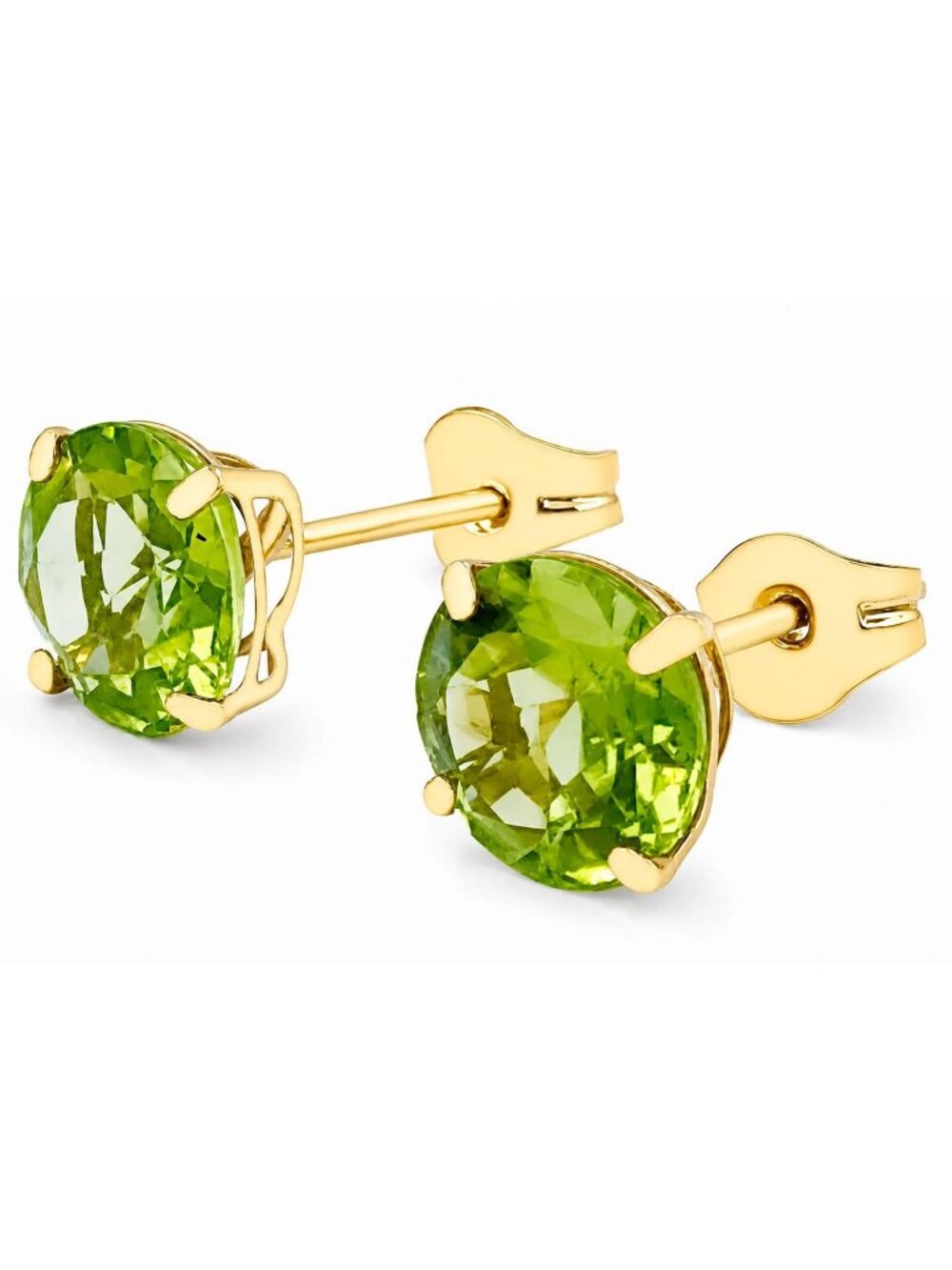 Genuine 1.96 Cts Peridot Stud Earrings 14k SOLID Yellow Gold - Picture 3 of 6